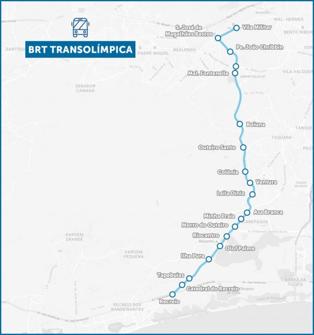 Kaart van de BRT TransOlimpica