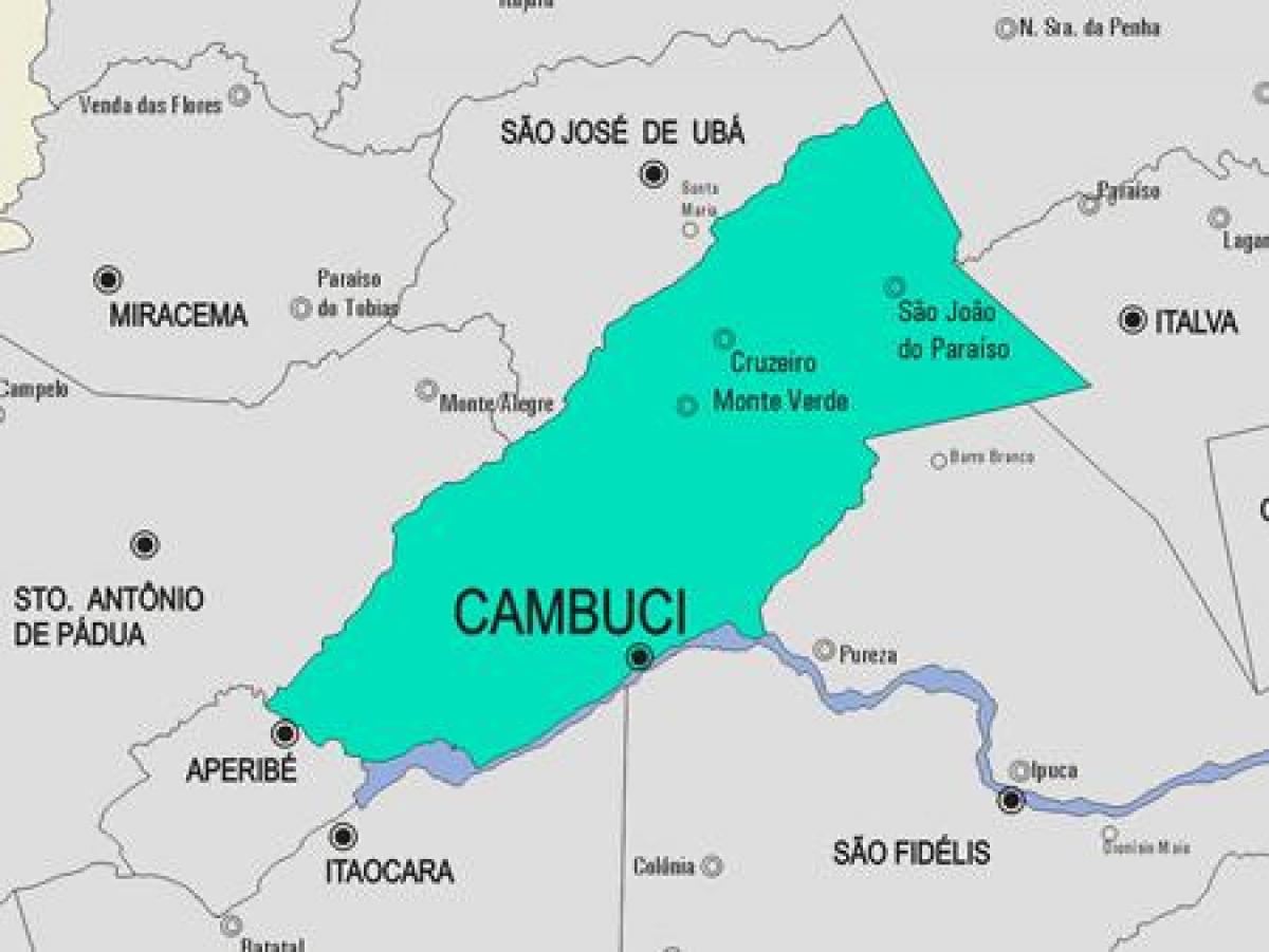 Kaart van de gemeente Cambuci