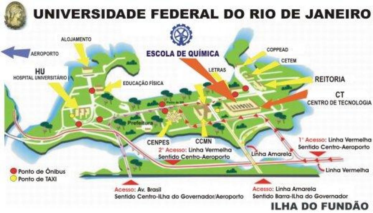 Kaart van de Federale universiteit van Rio de Janeiro