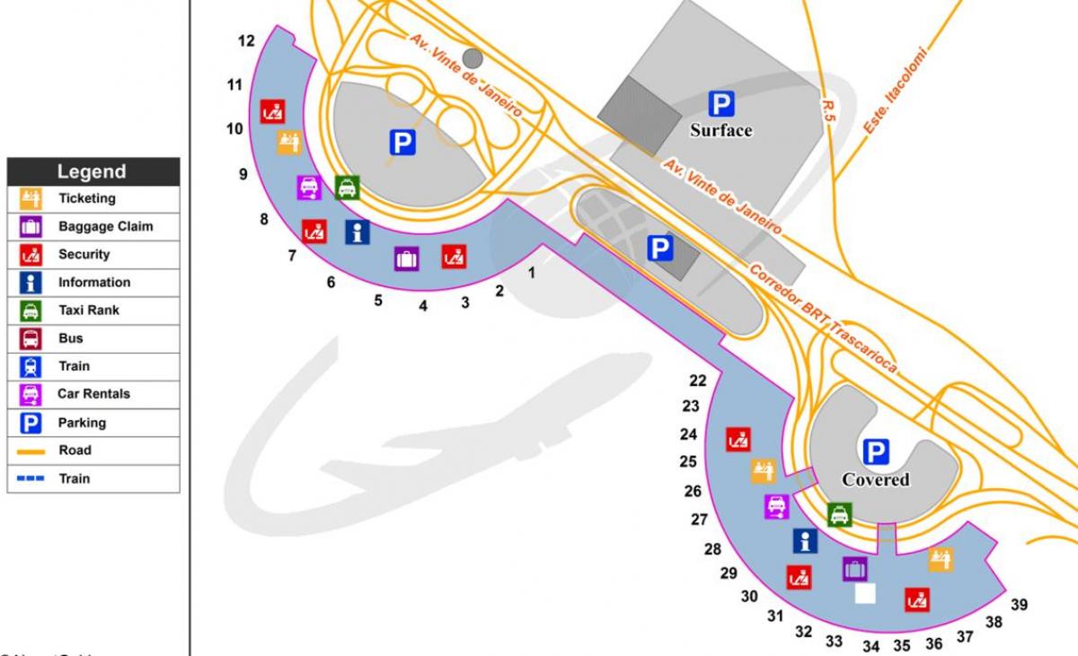 Kaart van de Internationale luchthaven van Rio de Janeiro