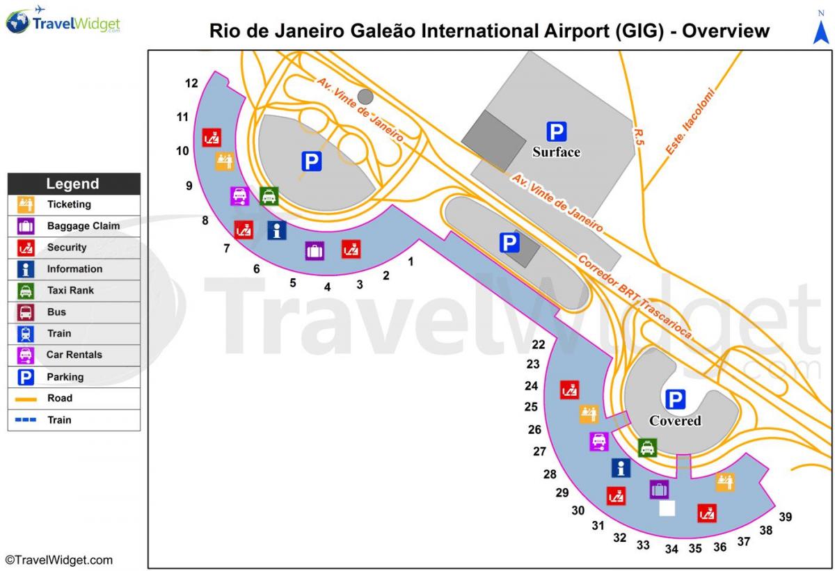 Kaart van de luchthaven Galeão terminal