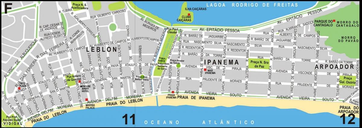 Kaart van het Ipanema-strand