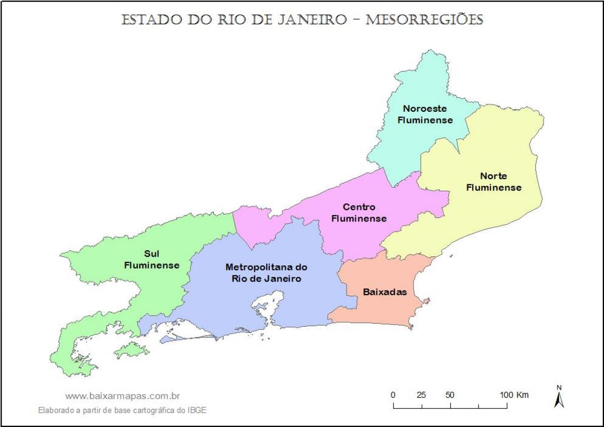 Kaart van mesoregions Rio de Janeiro