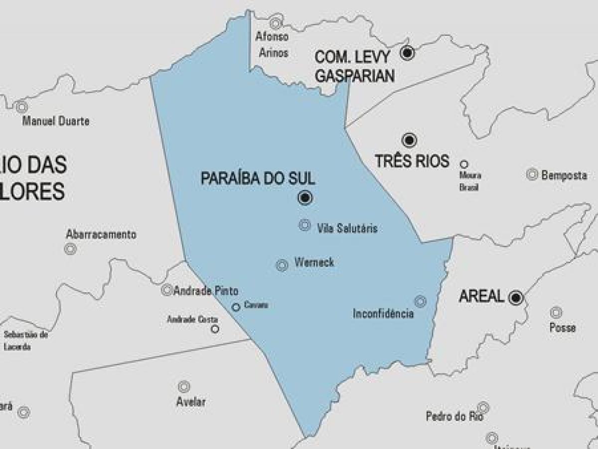 Kaart van Paraíba do Sul gemeente
