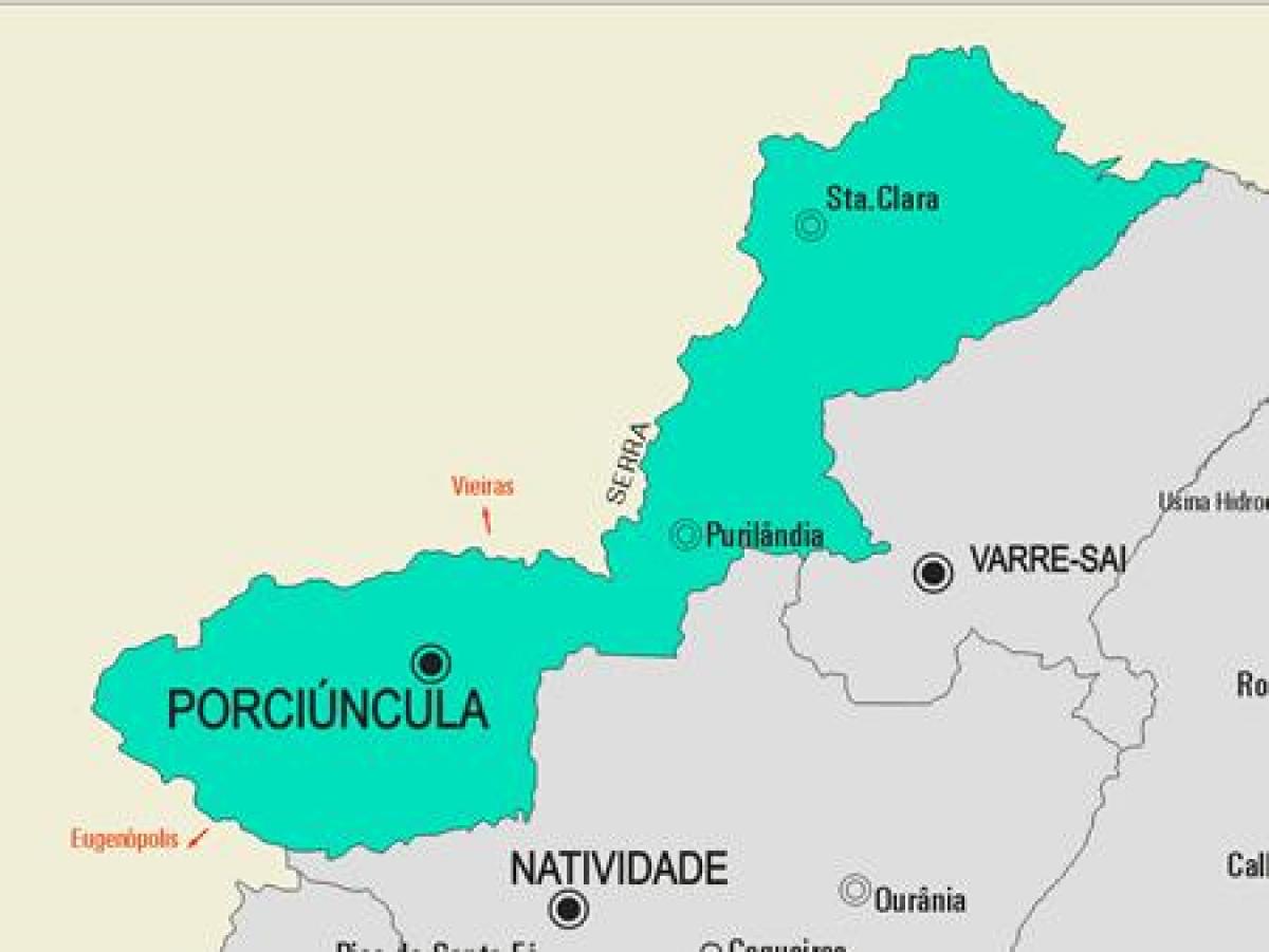 Kaart van Porciúncula gemeente