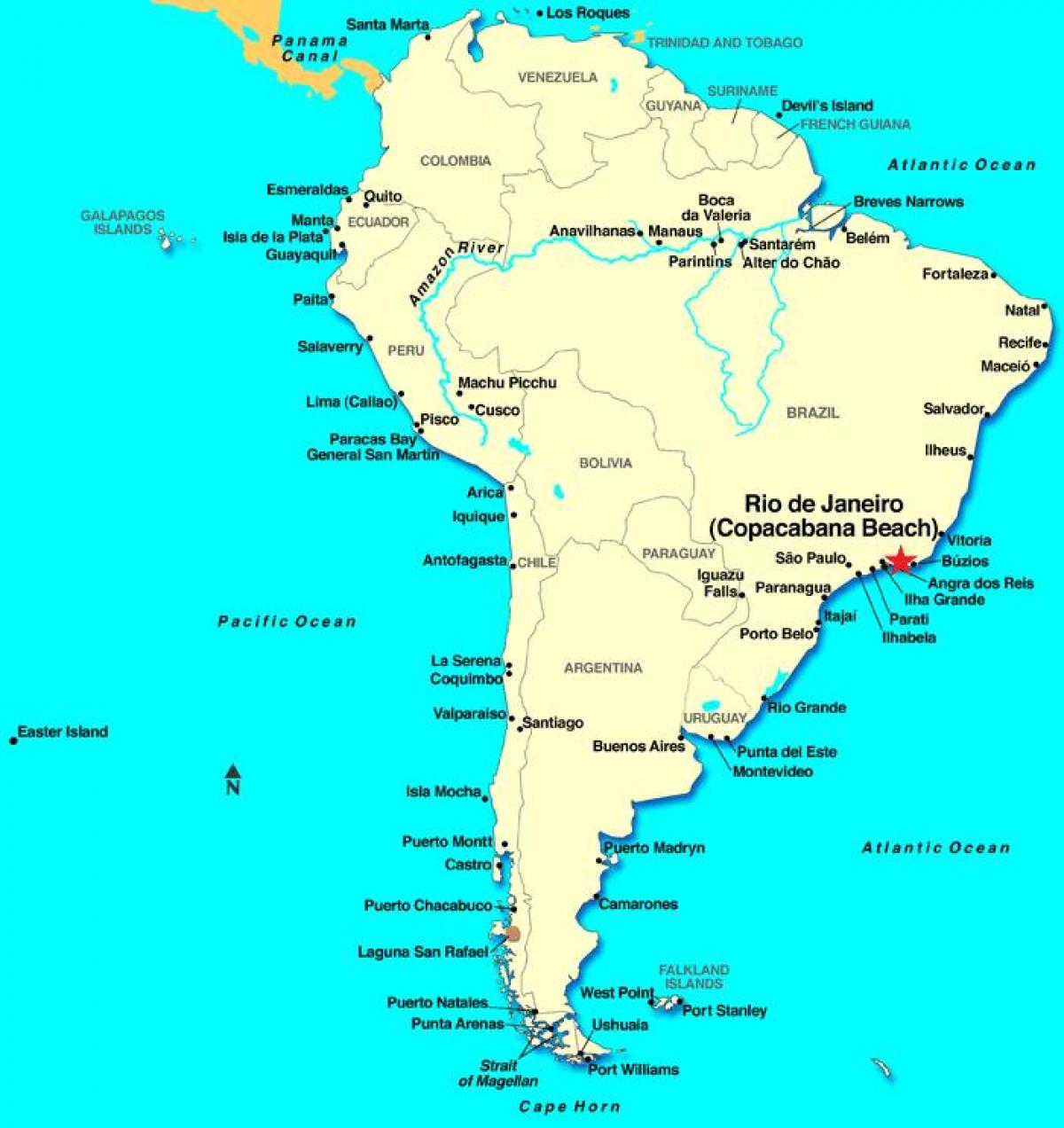 Kaart van Rio de Janeiro in Zuid-Amerika