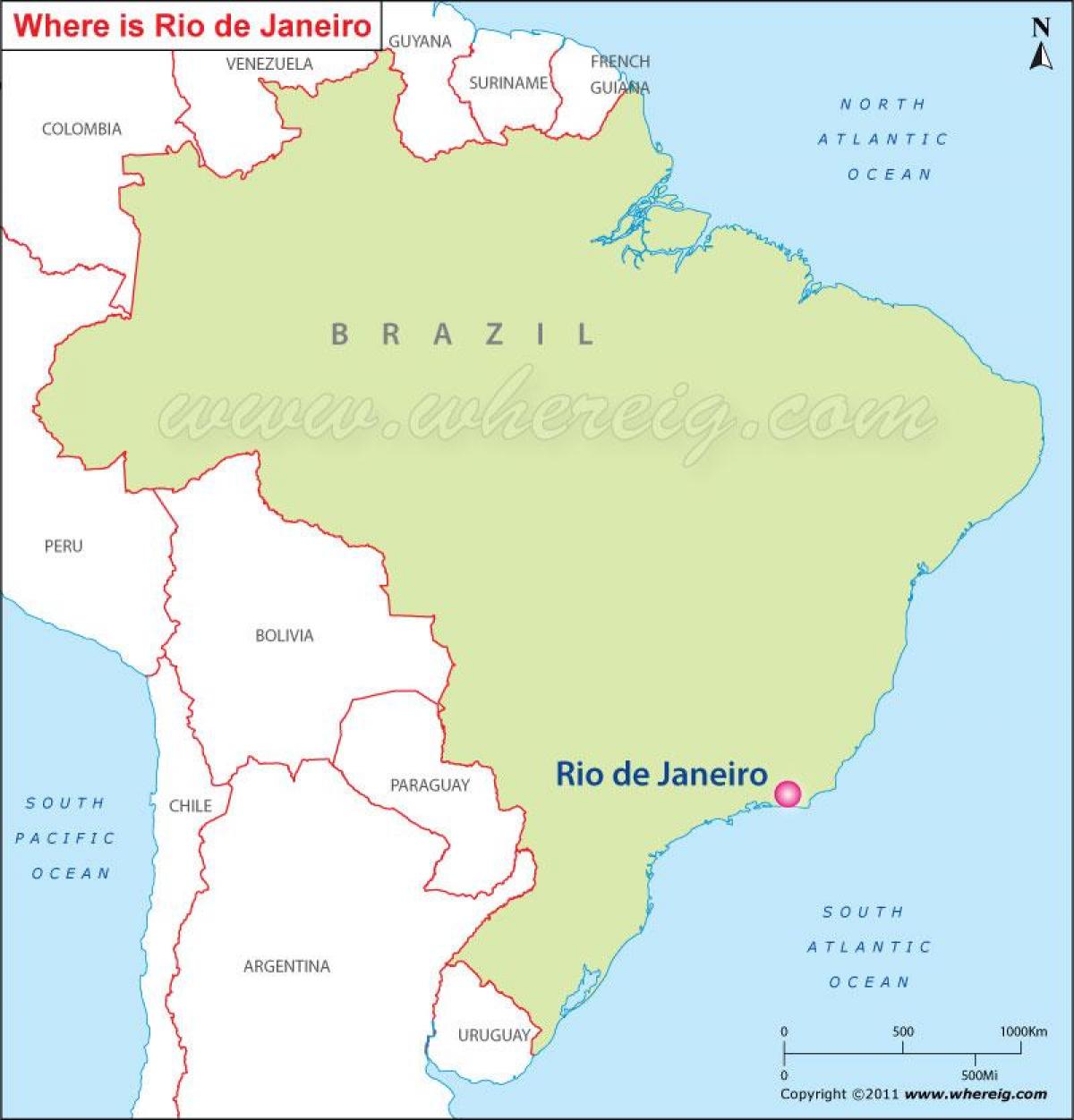 Kaart van Rio de Janeiro in Brazilië
