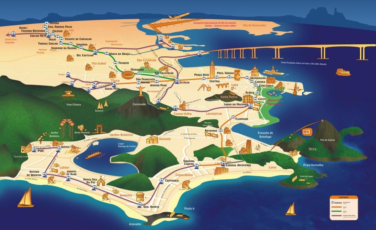 Kaart van Rio monumenten
