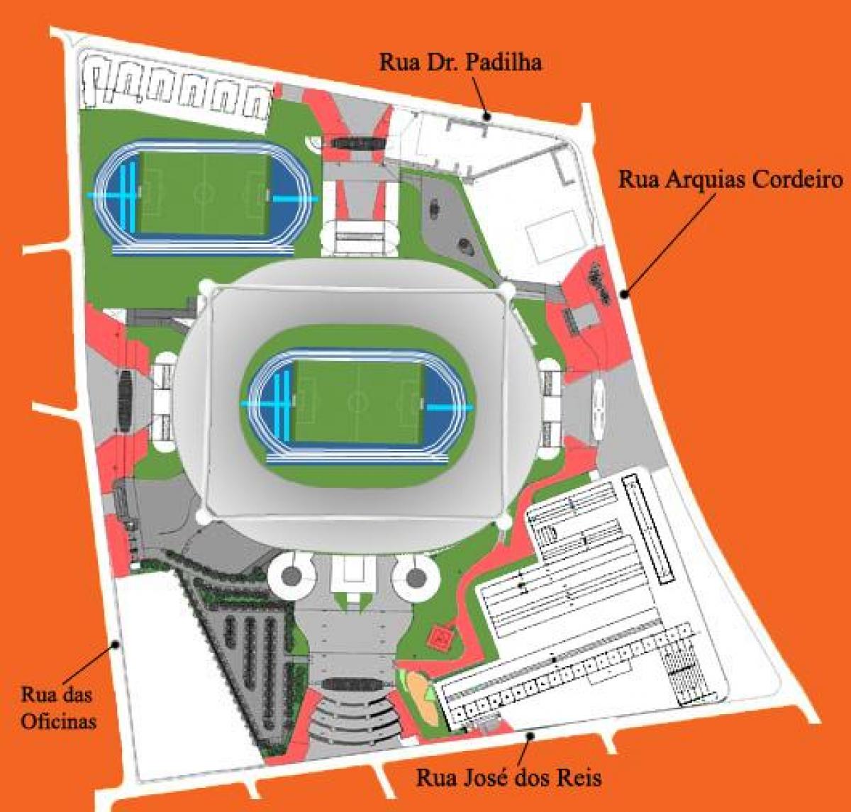 Kaart van het stadion Engenhão