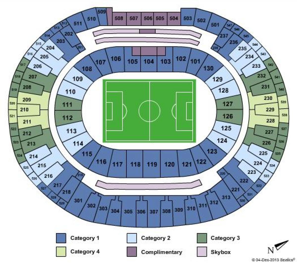 Kaart van het stadion Maracanã sièges