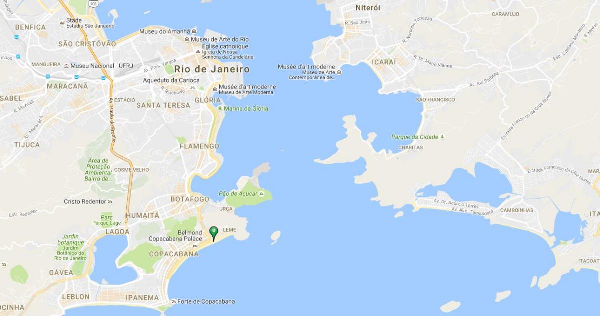 Kaart van het strand van Copacabana