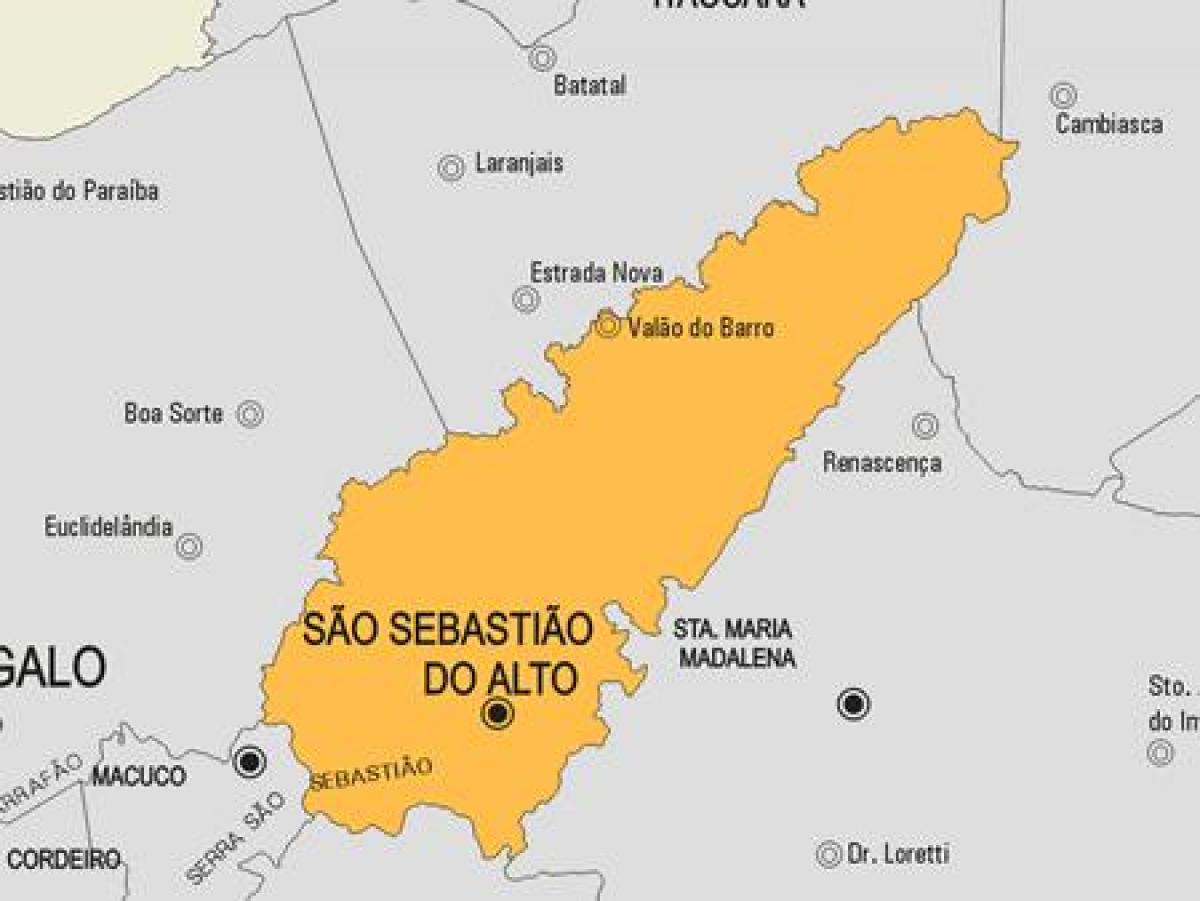 Kaart van São Sebastião do Alto gemeente