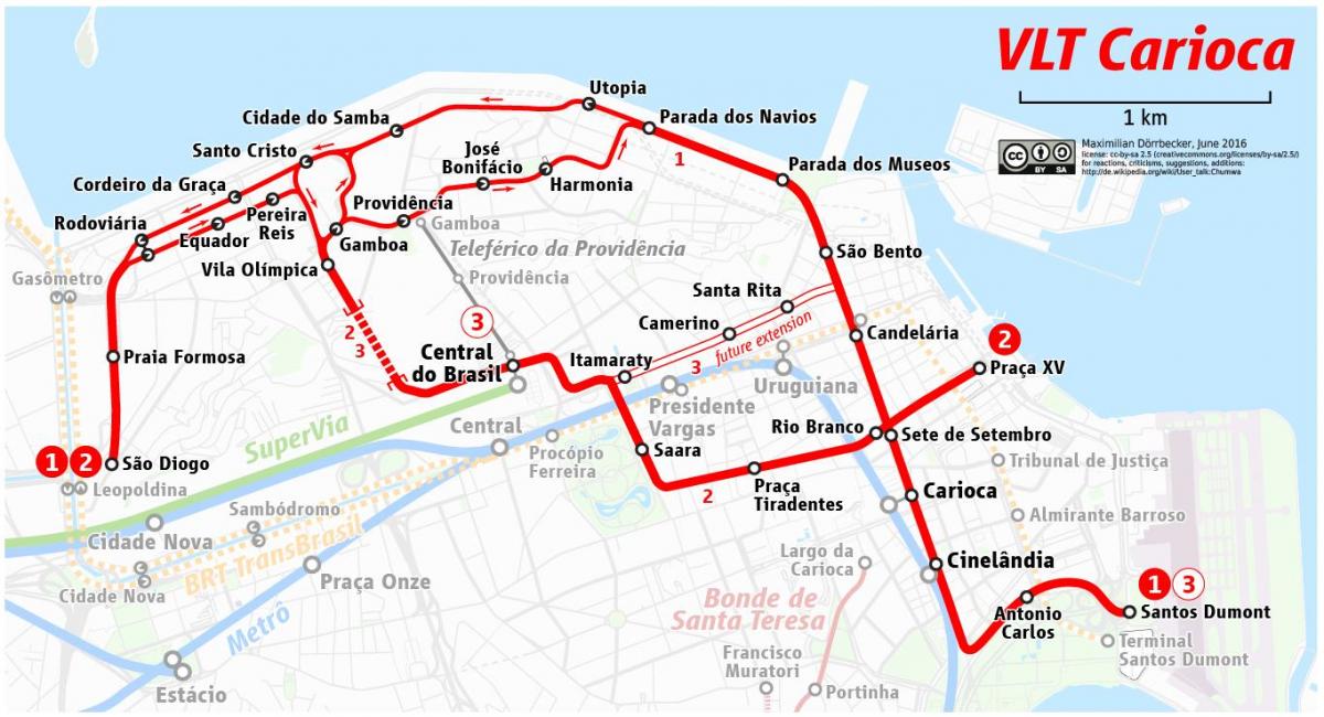 Kaart van de VLT Rio de Janeiro
