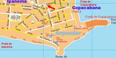 Kaart van het strand van Arpoador