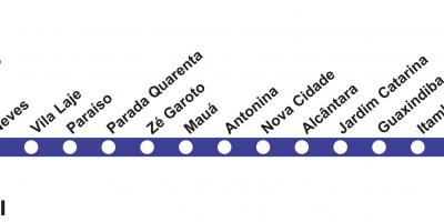 Kaart van Rio de Janeiro metro Lijn 3 (blauw)