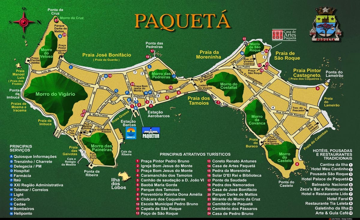 Kaart van het Île de Paquetá