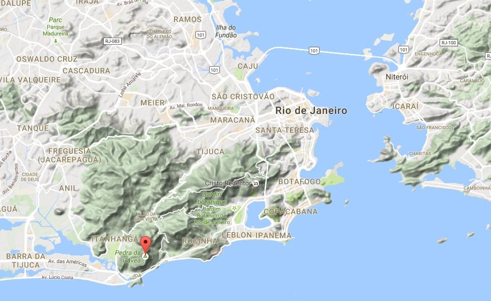 Kaart van de berg Pedra da Gávea