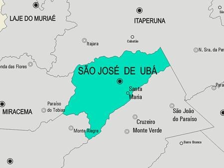 Kaart van São José de Ubá gemeente
