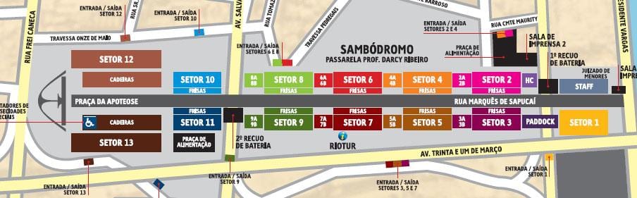 Kaart van Sambódromo