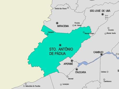 Kaart van Santo Antônio de Pádua gemeente