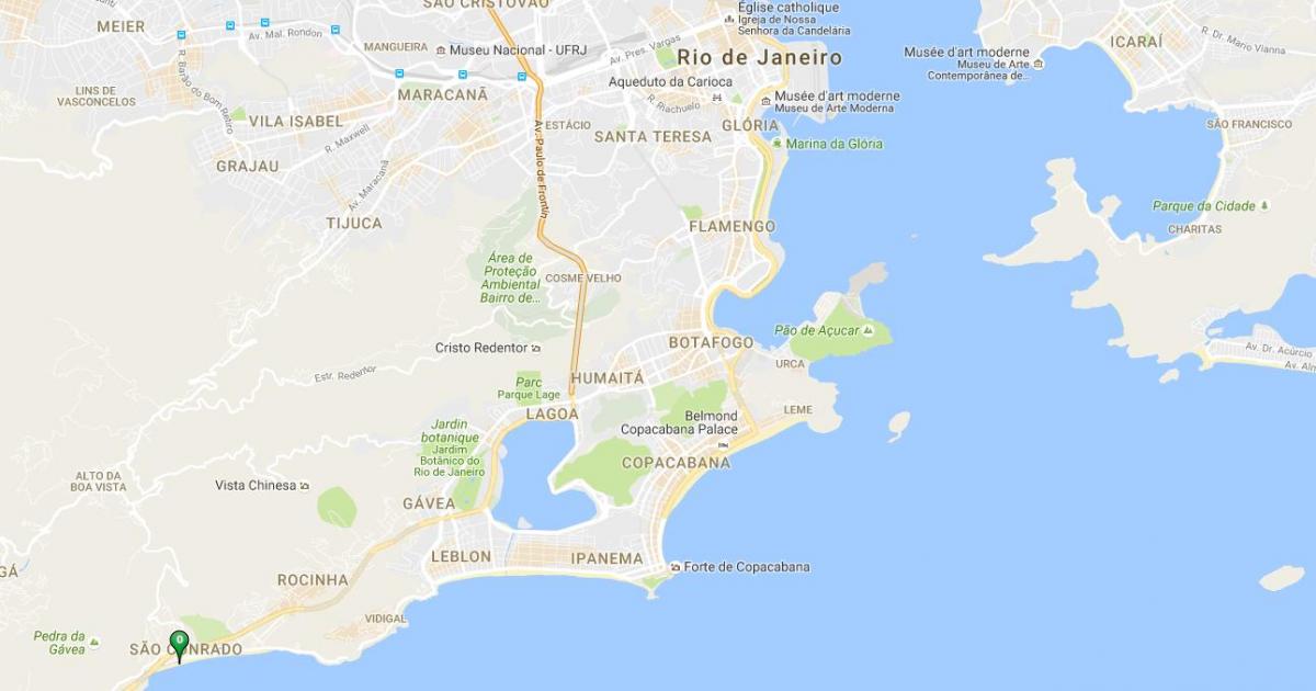 Kaart van het strand São Conrado