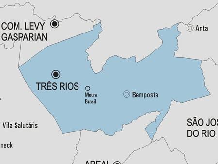 Kaart van Três Rios gemeente