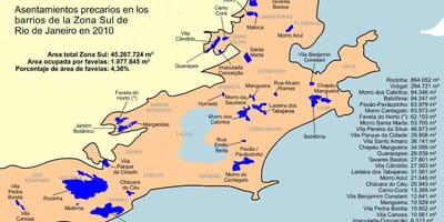 Kaart van de favela ' s Zuidelijke zone van Rio de Janeiro