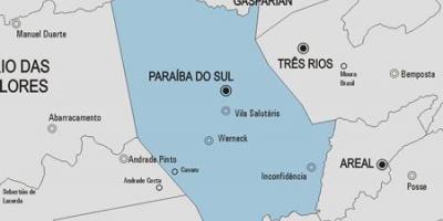 Kaart van Paraíba do Sul gemeente