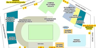 Kaart van het stadion van São Januário
