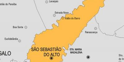 Kaart van São Sebastião do Alto gemeente