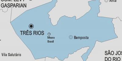 Kaart van Três Rios gemeente